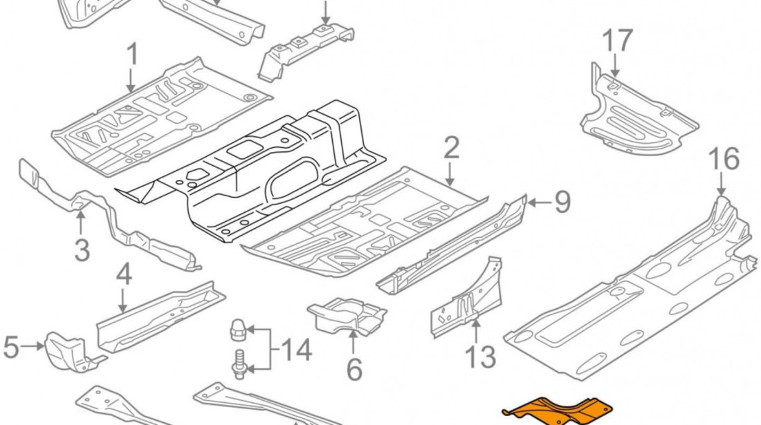 Set Capac Acoperire Podea Fata Scut Dreapta + Stanga Oe Volkswagen Passat CC 2008-2012 3C0825272B + 3C0825271B