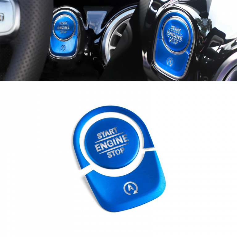 Set Capac Buton Start-Stop + A Off Compatibil Mercedes-Benz A-Class V177 2018→ 8067 Albastru