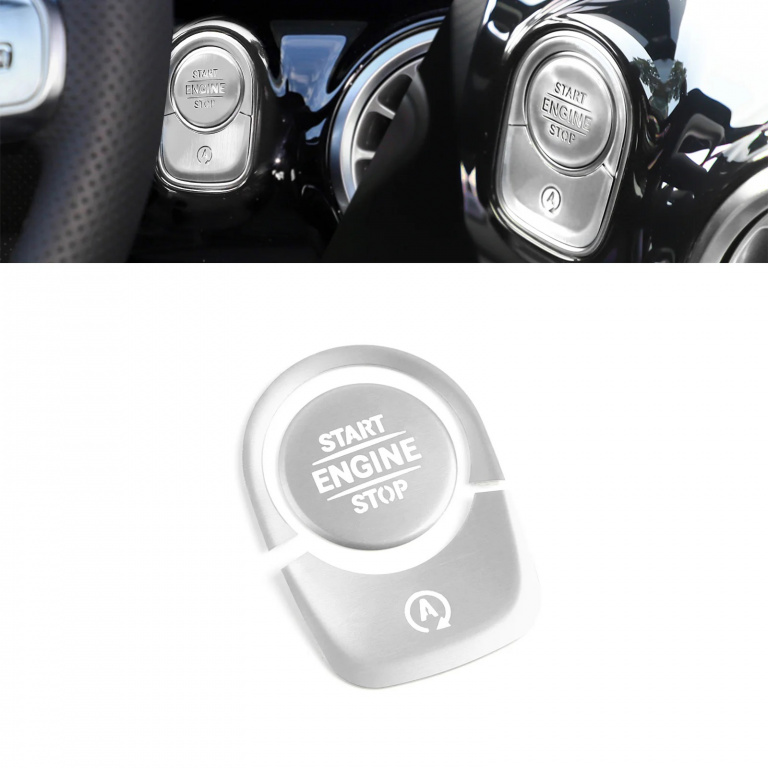 Set Capac Buton Start-Stop + A Off Compatibil Mercedes-Benz A-Class V177 2018→ 8067 Argintiu