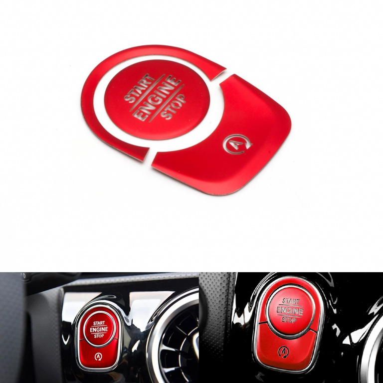 Set Capac Buton Start-Stop + A Off Compatibil Mercedes-Benz A-Class W177 2018→ 8067 Rosu