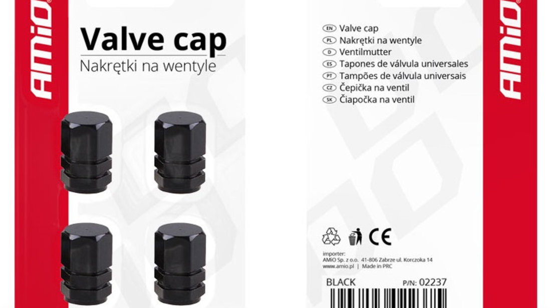 Set Capacele Ventil Amio Negru 02237