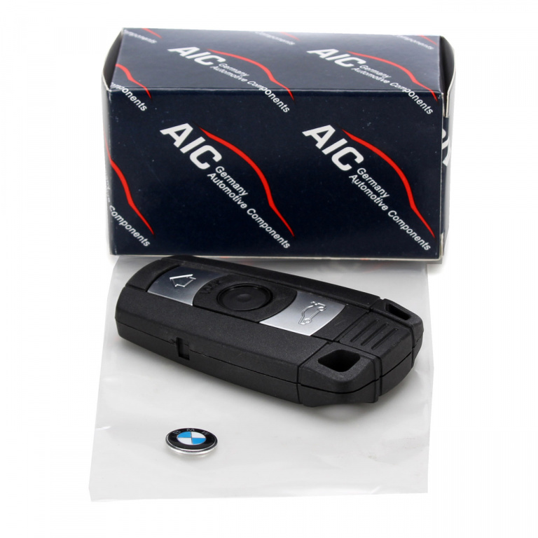 Set Carcasa Cheie Aic 3 Butoane Bmw E81-88 E90-93 E60/61 E63/64 X1 E84 X5 E70 X6 E71 Z4 E89 57560 + Emblema Cheie Oe Bmw 66122155754