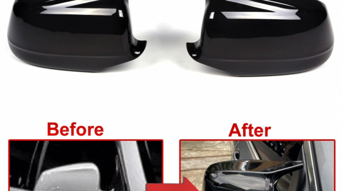 Set Carcase Capace Oglinzi Bmw Seria 5 F18 2009-2013 M Look Negru Gloss Black MCBMF10MPNFB