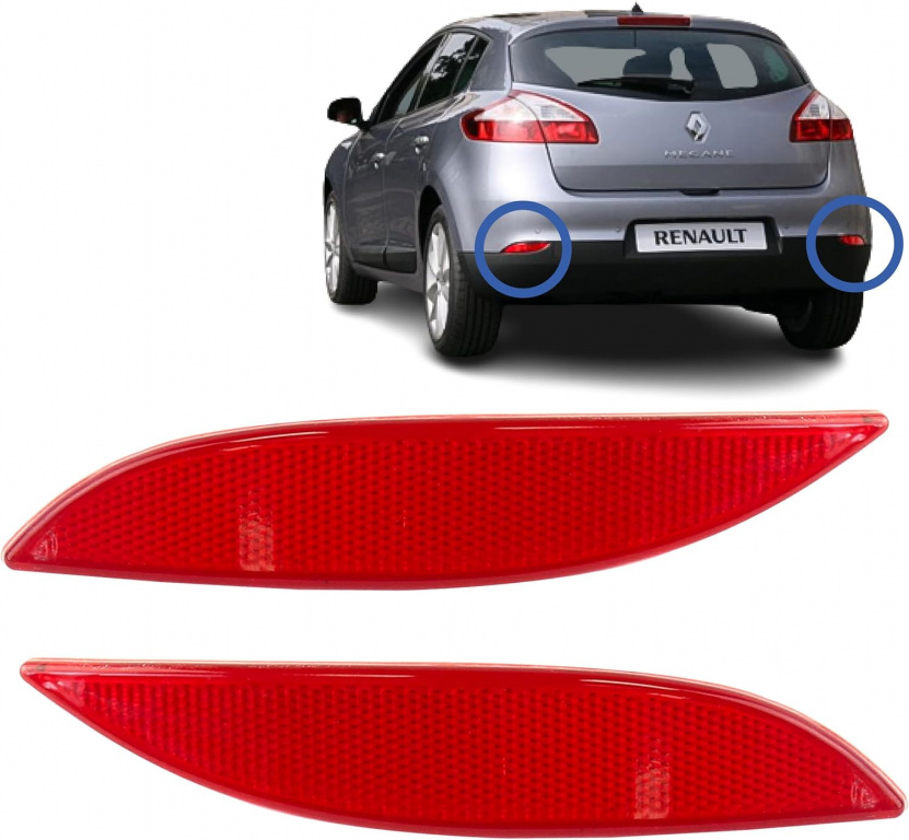 Set Catadioptru Bara Spate Dreapta + Stanga Am Renault Megane 3 2008-2016 265600004R 8705 + 265650004R 8704