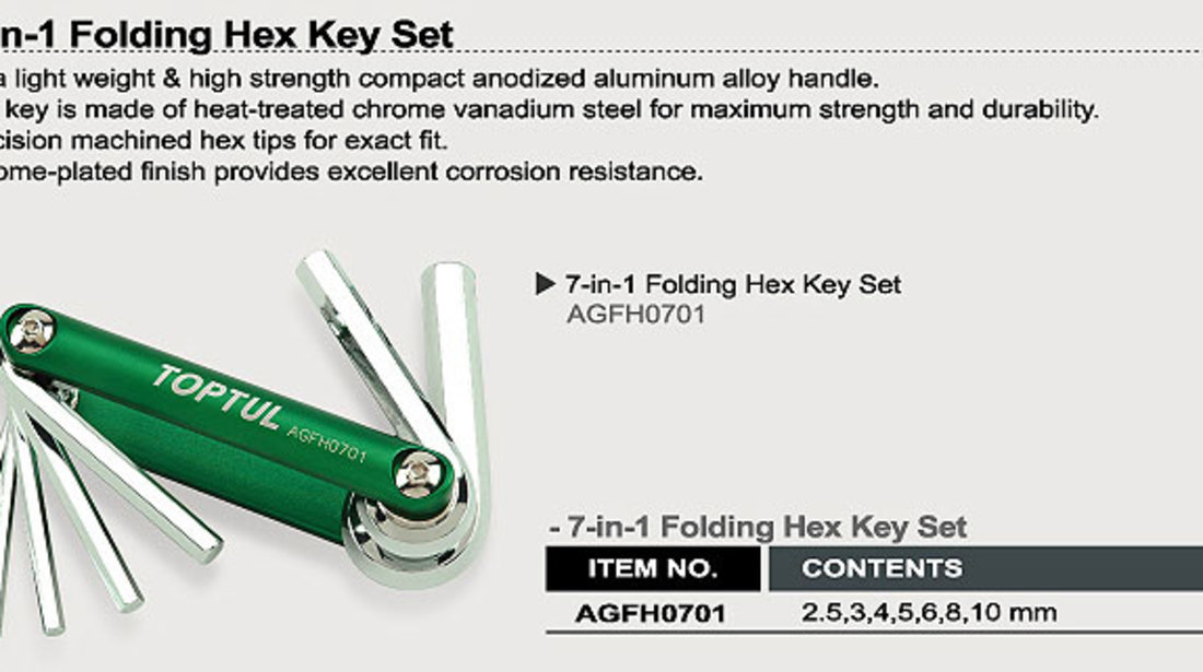 Set Chei Hexagonale 7 In 1 Toptul AGFH0701