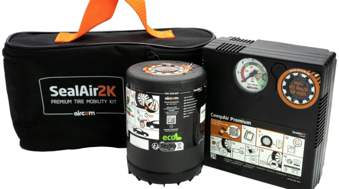 Set Compresor Auto 180W Si Solutie Etansare 350ML Sealair2K Aircom, Calitate Oe 12219674