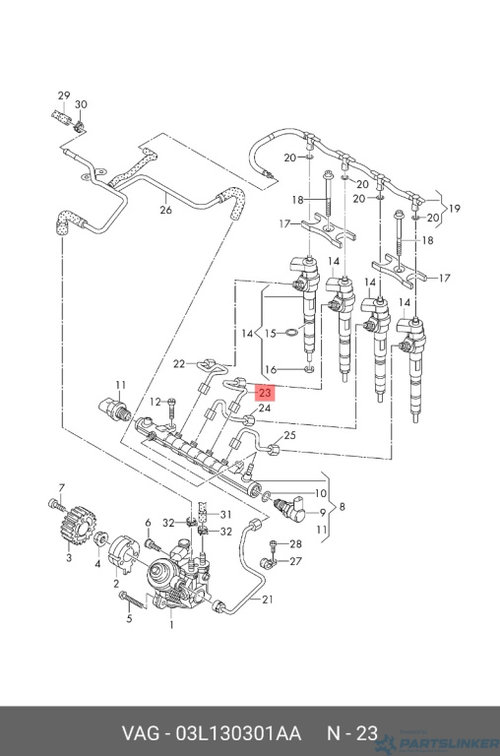 Set conducta presiune inalta 2.0 Bi -TDI CSHA Volkswagen Amarok 2014 2015 OEM 03L130301AA
