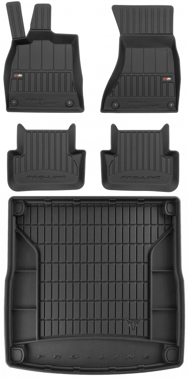 Set Covorase Auto Cauciuc Negro Audi A4 B8 2007-2015 Pro Line Tip Tavita 3D 3D407114 + Tavita Portbagaj Negro Audi A4 B8 2007-2015 Avant / Combi TM548256