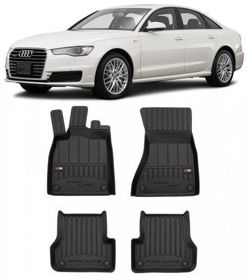 Set Covorase Auto Cauciuc Negro Audi A6 C7 2010-2018 Pro Line Tip Tavita 3D 3D407459
