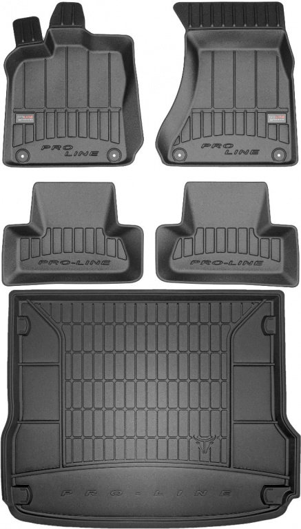 Set Covorase Auto Cauciuc Negro Audi Q5 2008-2017 Pro Line Tip Tavita 3D 3D407336 + Tavita Portbagaj...