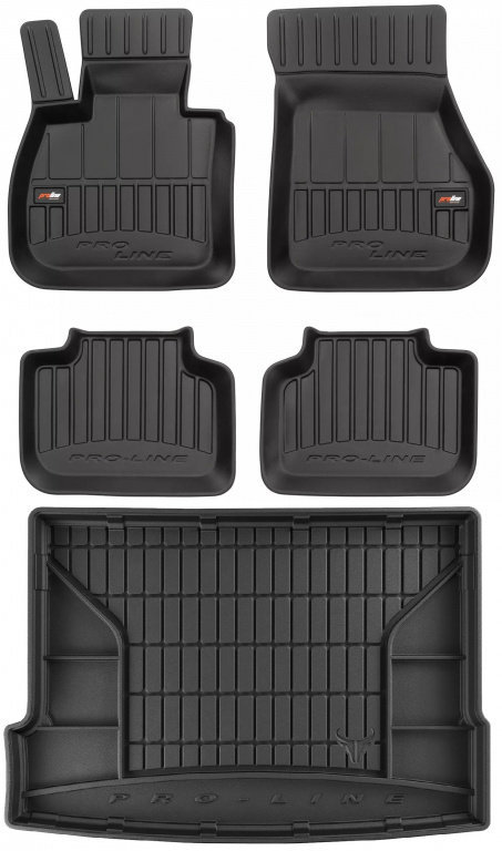 Set Covorase Auto Cauciuc Negro Bmw X2 F39 2017→ Pro Line Tip Tavita 3D 3D407756 + Tavita Portbaga...