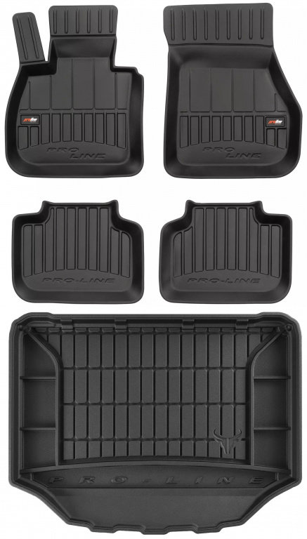 Set Covorase Auto Cauciuc Negro Bmw X2 F39 2017→ Pro Line Tip Tavita 3D 3D407756 + Tavita Portbaga...