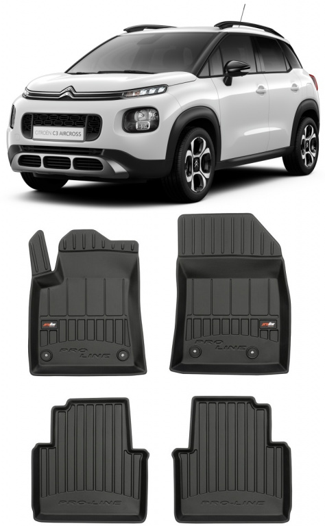 Set Covorase Auto Cauciuc Negro Citroen C3 Aircross 2 2017→ Pro Line Tip Tavita 3D 3D408043