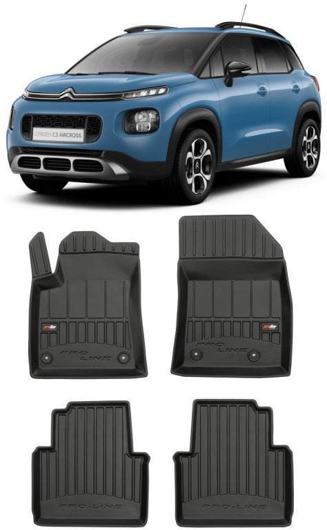 Set Covorase Auto Cauciuc Negro Citroen C3 Aircross 2 2017→ Pro Line Tip Tavita 3D 3D408043