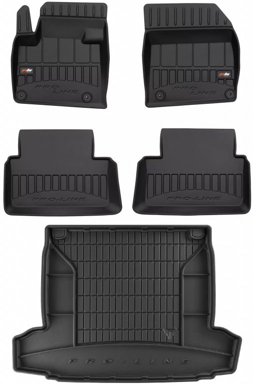 Set Covorase Auto Cauciuc Negro Citroen C5 3 2008-2017 Sedan Pro Line Tip Tavita 3D 3D408715 + Tavita Portbagaj Negro Citroen C5 3 2008-2017 Sedan TM405738