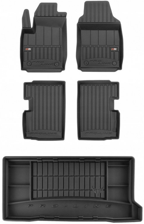 Set Covorase Auto Cauciuc Negro Fiat 500 2007→ Pro Line Tip Tavita 3D 3D409736 + Tavita Portbagaj ...