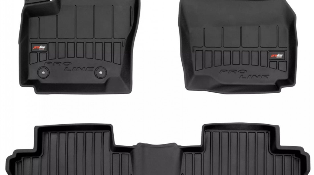 Set Covorase Auto Cauciuc Negro Ford S-Max 2006-2014 Pro Line Tip Tavita 3D 3D425880 + Tavita Portbagaj Negro Ford S-Max 2006-2014 7 Locuri TM403215