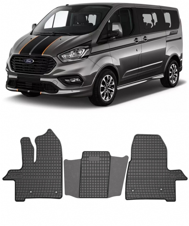 Set Covorase Auto Cauciuc Negro Ford Transit Custom 2017→ Van 2 Locuri Automatic 410664