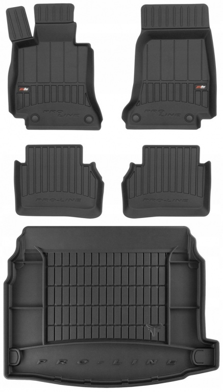 Set Covorase Auto Cauciuc Negro Mercedes-Benz E-Class W213 2016→ Pro Line Tip Tavita 3D 3D407695 + Tavita Portbagaj Negro Mercedes-Benz E-Class W213 2016→ Sedan TM400719