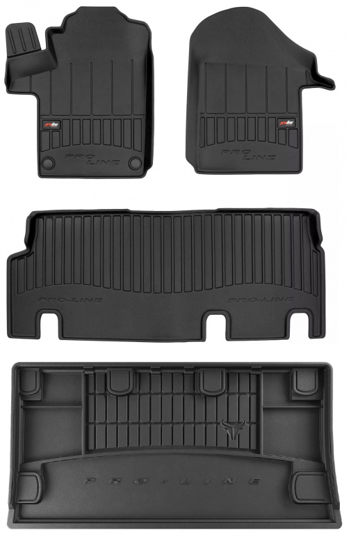 Set Covorase Auto Cauciuc Negro Mercedes-Benz Vito W447 2014→ Pro Line Tip Tavita 3D 3D408609 + Tavita Portbagaj Negro Mercedes-Benz Vito W447 2014→ TM406810
