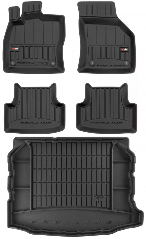 Set Covorase Auto Cauciuc Negro Seat Leon 3 2012→ Cupra Pro Line Tip Tavita 3D 3D407060 + Tavita Portbagaj Negro Seat Leon 3 2012→ Cupra TM404328