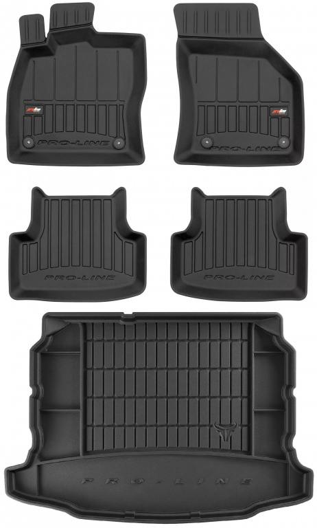 Set Covorase Auto Cauciuc Negro Seat Leon 3 2012→ Hatchback Pro Line Tip Tavita 3D 3D407060 + Tavita Portbagaj Negro Seat Leon 3 2012→ Hatchback TM549291