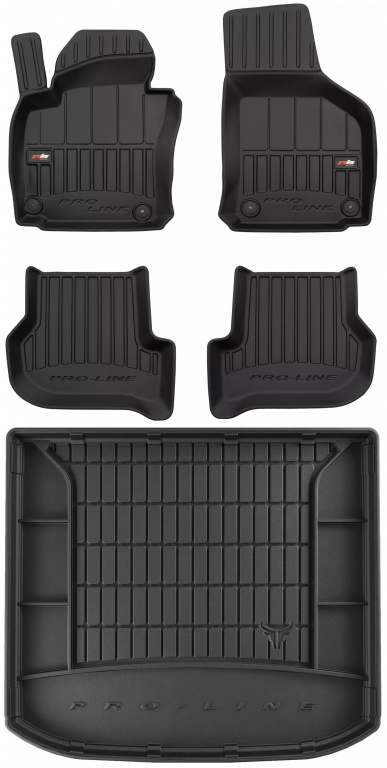 Set Covorase Auto Cauciuc Negro Seat Toledo 3 5P2 2004-2009 Pro Line Tip Tavita 3D 3D407145 + Tavita Portbagaj Negro Seat Toledo 3 5P2 2004-2009 TM406735