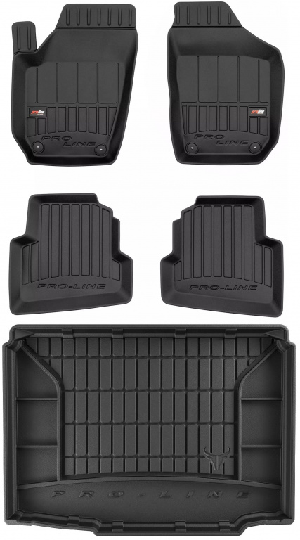 Set Covorase Auto Cauciuc Negro Skoda Fabia 2 2007-2014 Pro Line Tip Tavita 3D 3D407220 + Tavita Portbagaj Negro Skoda Fabia 2 2007-2014 Hatchback TM548164