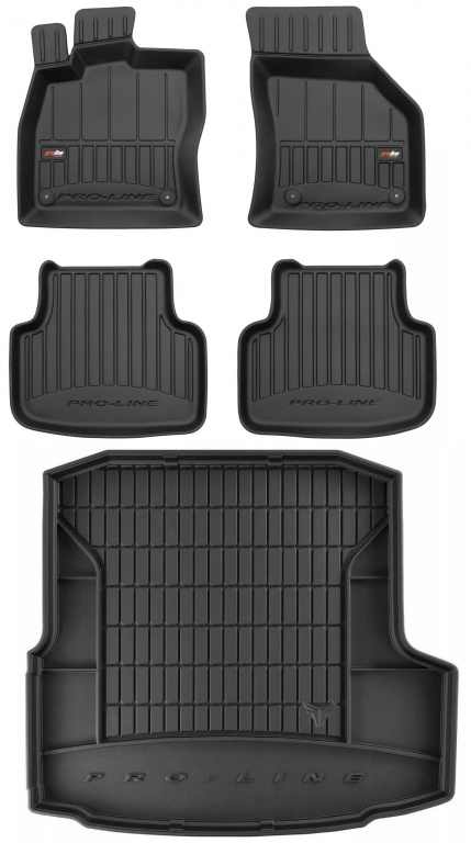 Set Covorase Auto Cauciuc Negro Skoda Octavia 3 2012→ Pro Line Tip Tavita 3D 3D407015 + Tavita Portbagaj Negro Skoda Octavia 3 2012-2020 Liftback TM549741