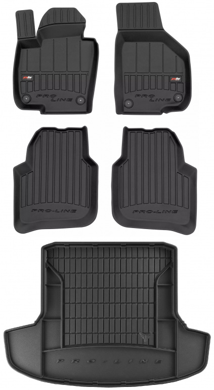 Set Covorase Auto Cauciuc Negro Skoda Superb 2 3T 2008-2015 Combi Pro Line Tip Tavita 3D 3D407428 + Tavita Portbagaj Negro Skoda Superb 2 8T 2008-2015 Combi TM405431
