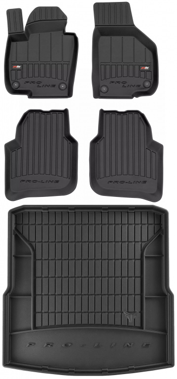 Set Covorase Auto Cauciuc Negro Skoda Superb 2 3T 2008-2015 Combi Pro Line Tip Tavita 3D 3D407428 + Tavita Portbagaj Negro Skoda Superb 2 8T 2008-2015 Combi TM405424