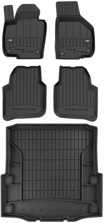 Set Covorase Auto Cauciuc Negro Skoda Superb 2 3T 2008-2015 Sedan / Liftback Pro Line Tip Tavita 3D 3D407428 + Tavita Portbagaj Negro Skoda Superb 2 8T 2008-2015 Sedan / Liftback TM406919