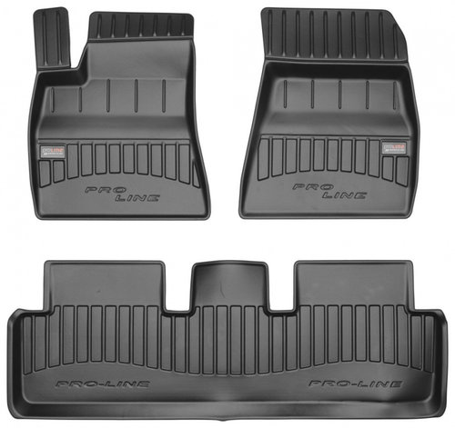 Set Covorase Auto Cauciuc Negro Tesla Model 3 2018→ Pro Line Tip Tavita 3D 3D408593