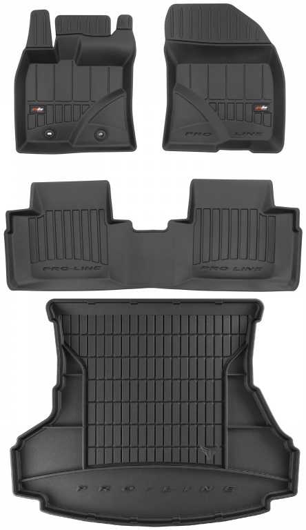 Set Covorase Auto Cauciuc Negro Toyota Avensis 3 2008-2015 Pro Line Tip Tavita 3D 3D407398 + Tavita Portbagaj Negro Toyota Avensis 3 2008-2015 Sedan TM400566