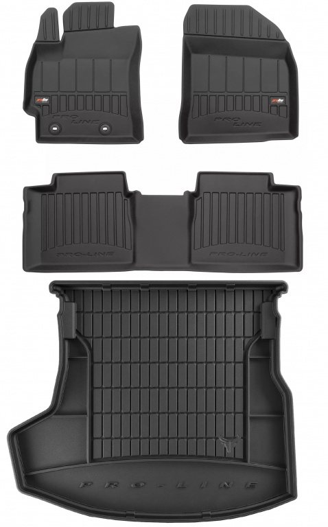 Set Covorase Auto Cauciuc Negro Toyota Corolla 11 2013-2019 Pro Line Tip Tavita 3D 3D407701 + Tavita Portbagaj Negro Toyota Corolla 11 2013-2019 Sedan TM548591