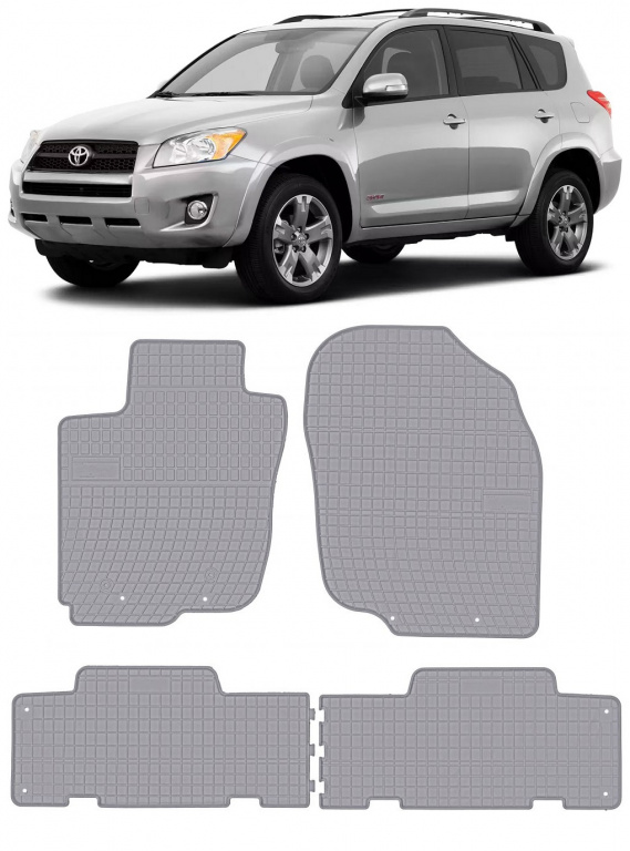 Set Covorase Auto Cauciuc Negro Toyota Rav 4 3 2005-2012 Gri GR0804