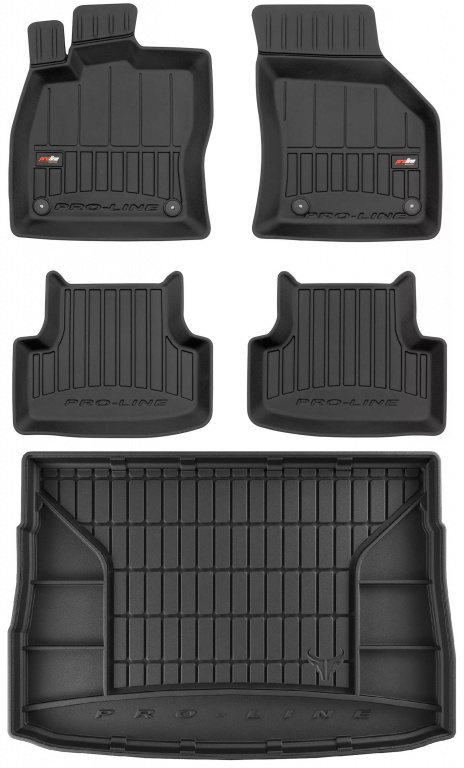 Set Covorase Auto Cauciuc Negro Volkswagen Golf 7 2012→ Hatchback Pro Line Tip Tavita 3D 3D407060 + Tavita Portbagaj Negro Volkswagen Golf 7 2012→ Hatchback TM549208