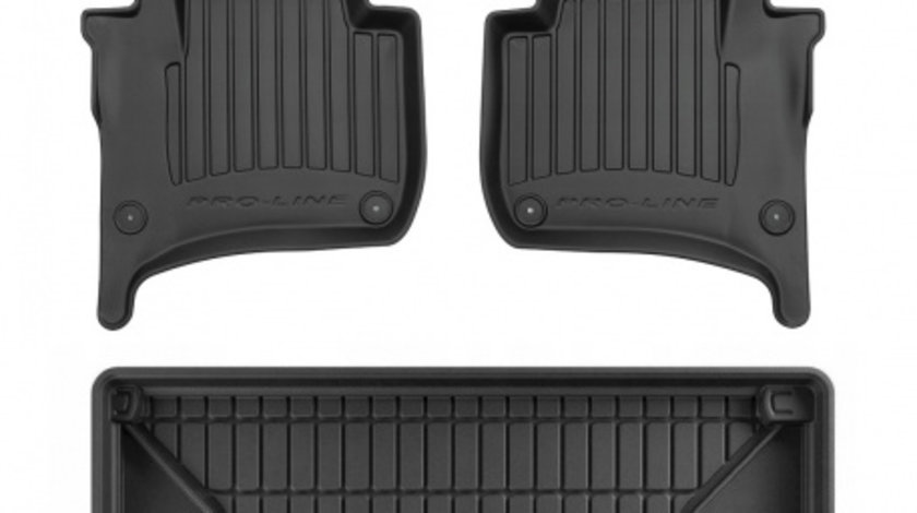 Set Covorase Auto Cauciuc Negro Volkswagen Touareg 2 2010-2017 Pro Line Tip Tavita 3D 3D407671 + Tavita Portbagaj Negro Volkswagen Touareg 2 2010-2018 TM549284