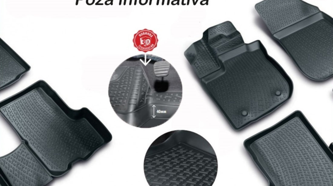 Set Covorase Auto Cauciuc Tip Tavita 3D Volkswagen Passat B7 2010-2014 0464 Negru 0201010201