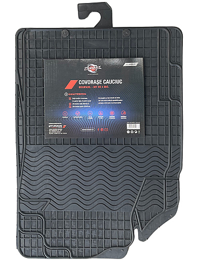 Set Covorase Auto Cauciuc Universale Fata / Spate Carmax Negru 53972