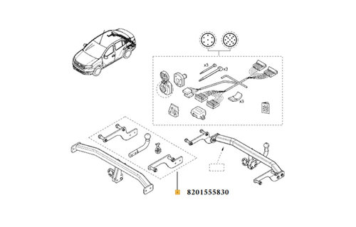 Set cui remorcare cu kit montaj Dacia Logan 2 2013-2020 NOU 8201382040 8201382037 8201555829 8201555...