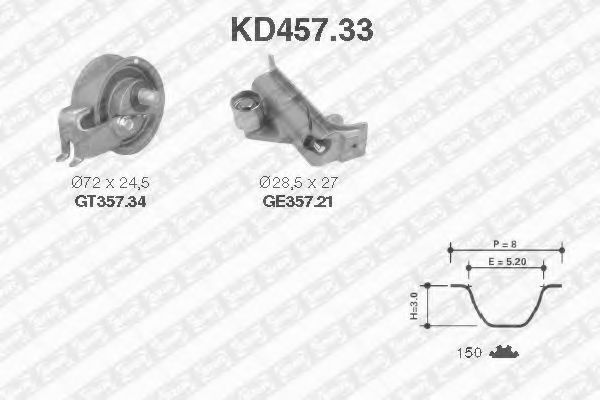 Set curea de distributie AUDI A6 (4B2, C5) (1997 - 2005) SNR KD457.33 piesa NOUA