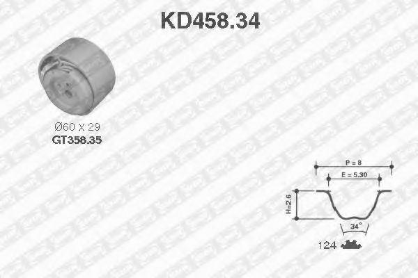 Set curea de distributie FIAT STILO (192) (2001 - 2010) SNR KD458.34 piesa NOUA