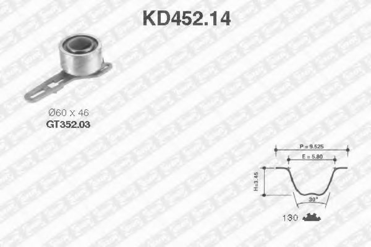 Set curea de distributie FORD TRANSIT platou / sasiu (E) (1994 - 2000) SNR KD452.14 piesa NOUA