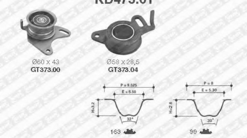 Set curea de distributie HYUNDAI H-1 Starex (H200) caroserie (1997 - 2007) SNR KD473.01 piesa NOUA