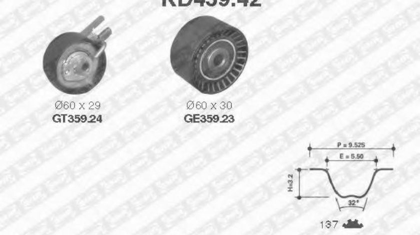 Set curea de distributie MAZDA 3 (BK) (2003 - 2009) SNR KD459.42 piesa NOUA