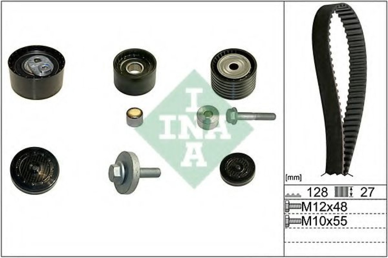 Set curea de distributie RENAULT CLIO II (BB0/1/2, CB0/1/2) (1998 - 2005) INA 530 0637 10 piesa NOUA