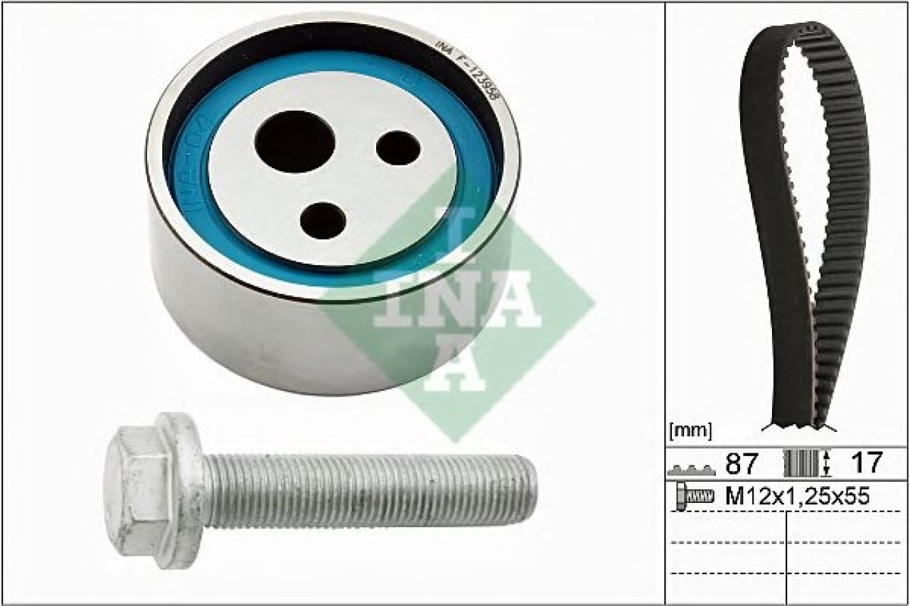 Set curea de distributie RENAULT CLIO II (BB0/1/2, CB0/1/2) (1998 - 2005) INA 530 0182 10 piesa NOUA