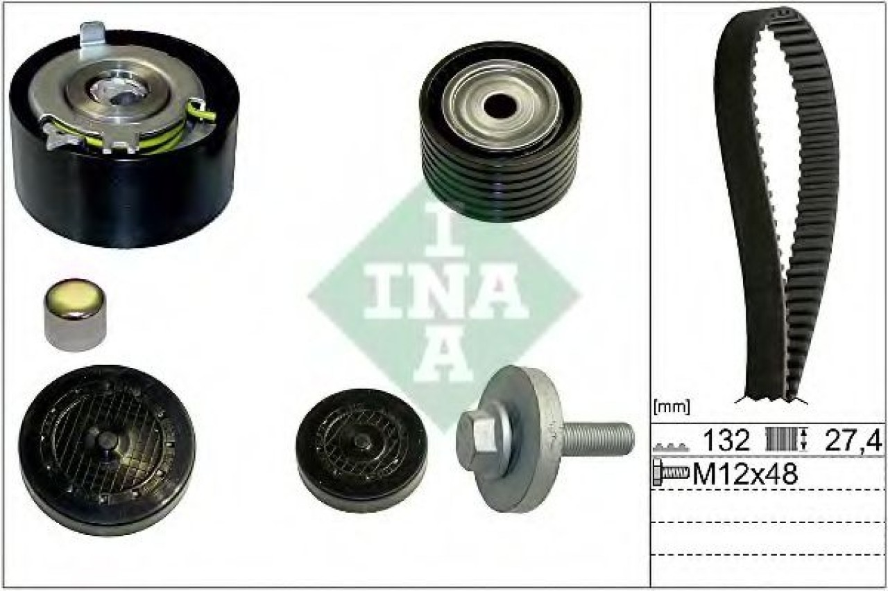 Set curea de distributie RENAULT MEGANE II (BM0/1, CM0/1) (2002 - 2011) INA 530 0639 10 piesa NOUA