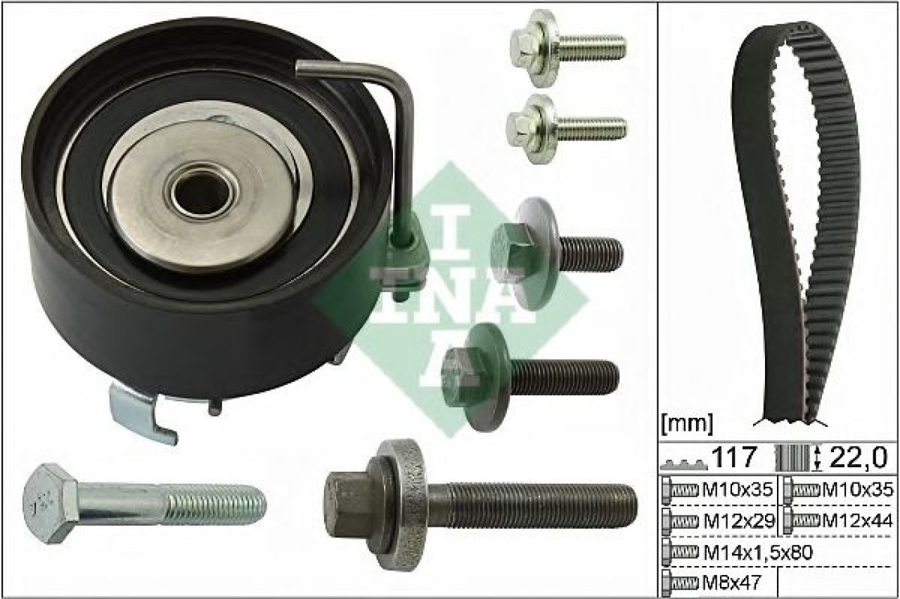 Set curea de distributie VOLVO V50 (MW) (2004 - 2016) INA 530 0495 10 piesa NOUA